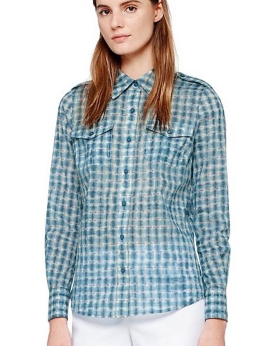 Tory Burch Brigitte Blouse in Blue Sonda 6 NWOT